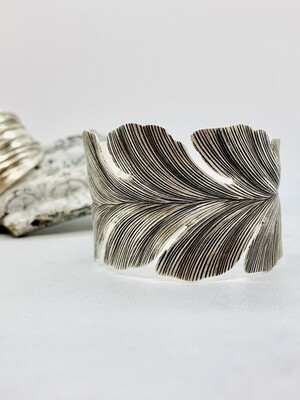 Silver Giant Leaf Cuff Bracelet