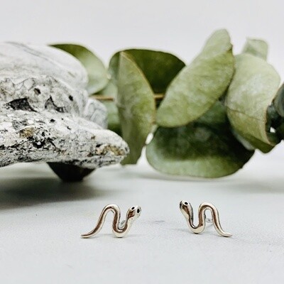 Snake Stud Earrings, Sterling Silver