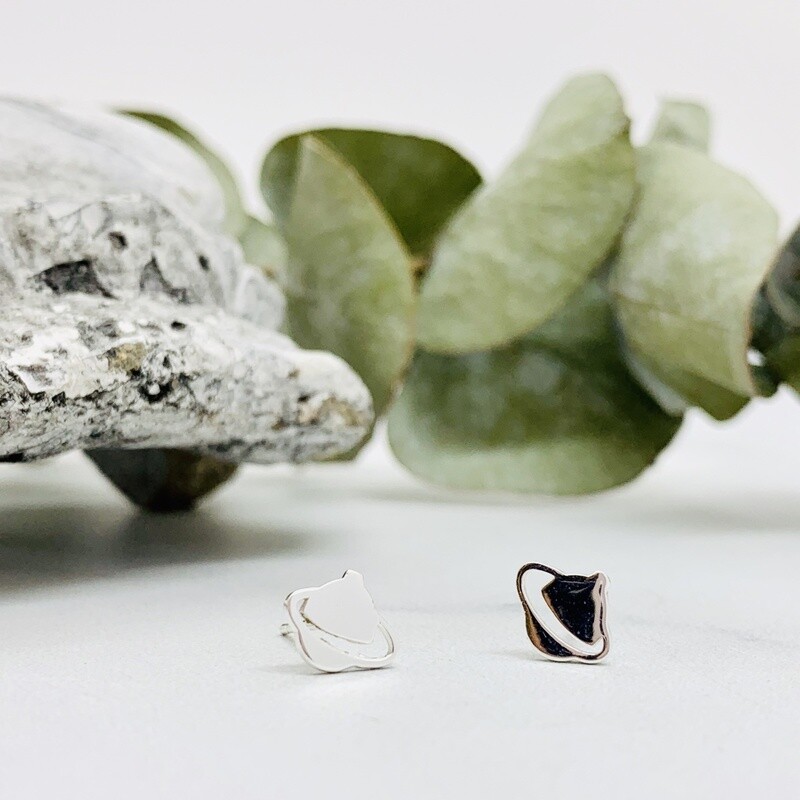 Saturn Stud Earrings, Sterling Silver
