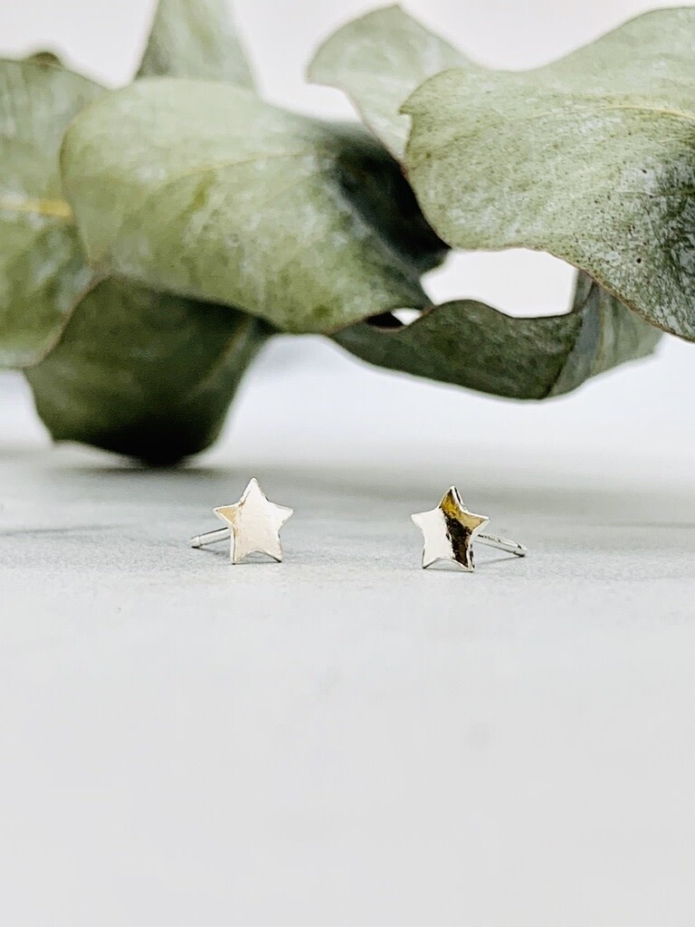 Star Stud Earrings, Sterling Silver