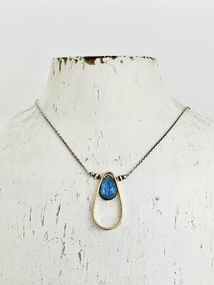 Handmade Faceted 12mm Labradorite pear in a 14k Gold filled Teardrop Pendant on Oxidized Sterling Chain Necklace