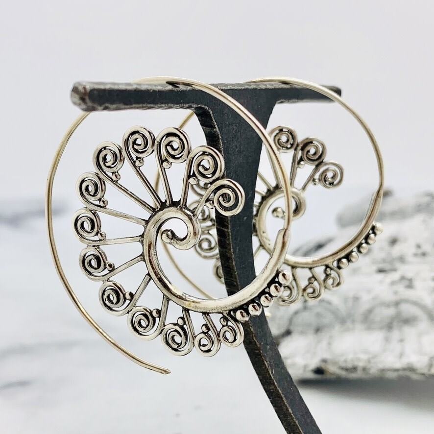 Sterling silver warrior spiral earrings
