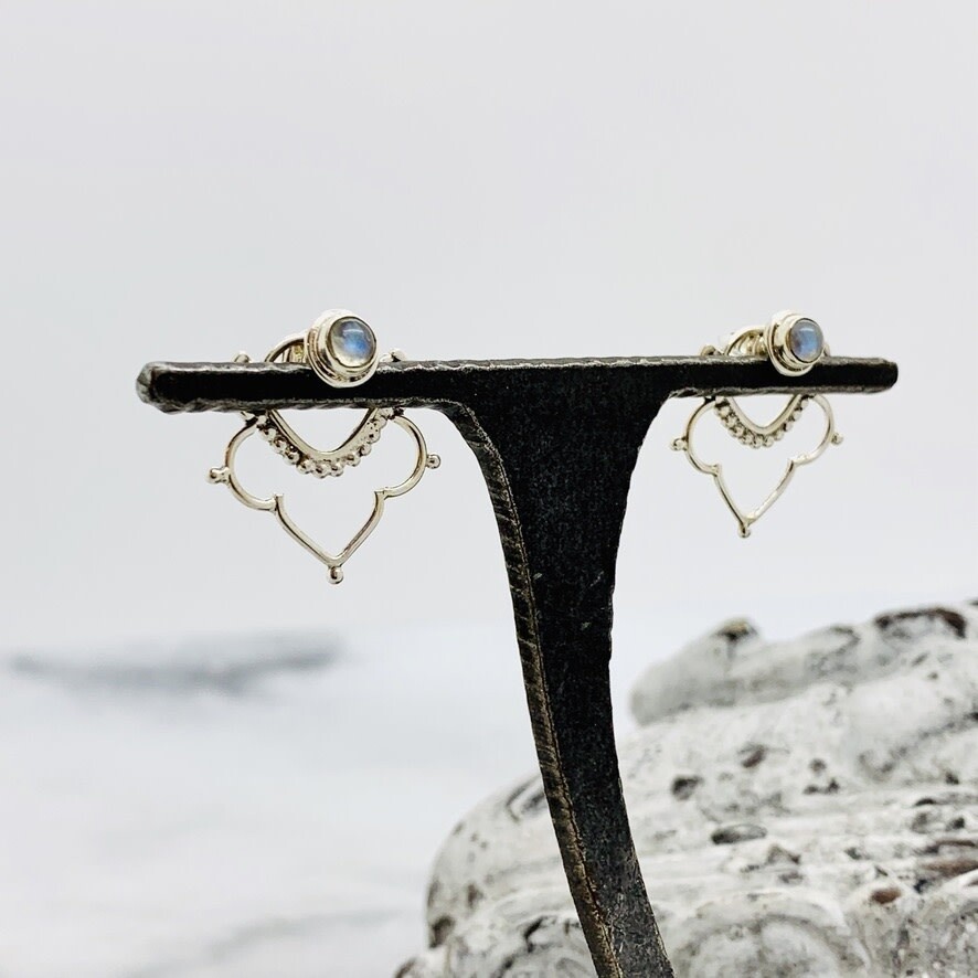 Chandelier sterling silver ear jacket with Moonstone