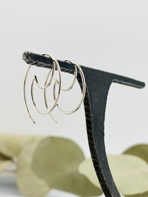 Silver Open Wire Wave Hoop Earrings, 22x20mm