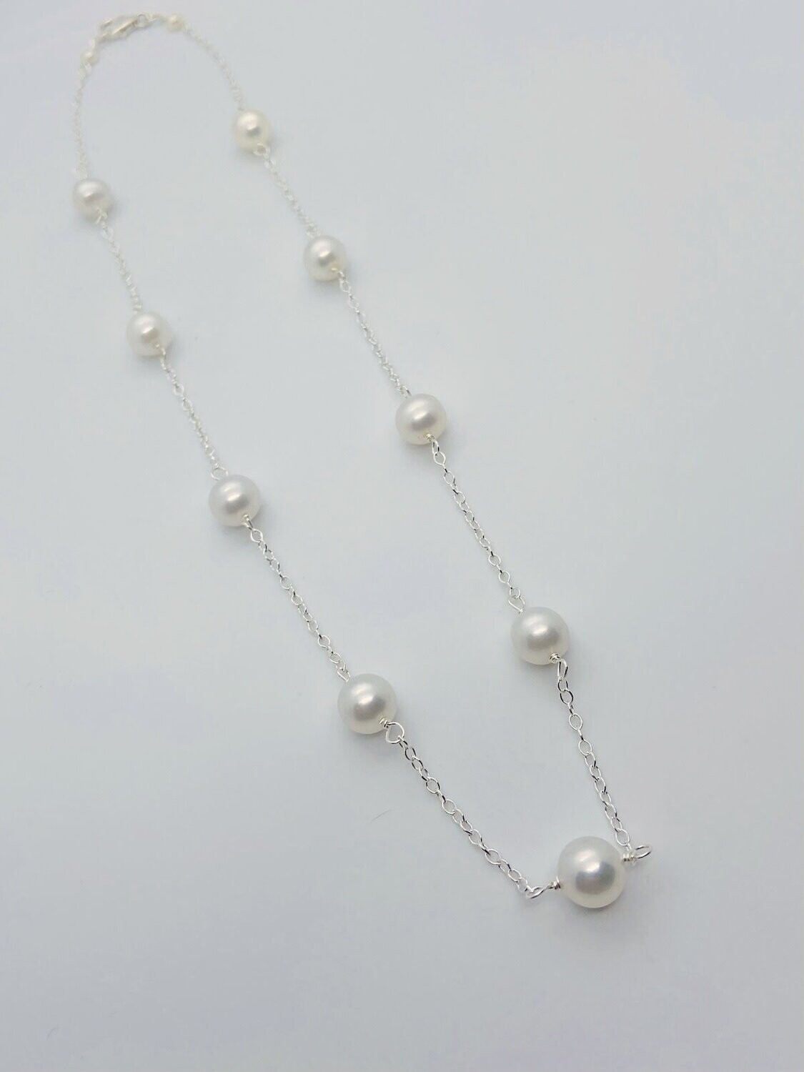 Sterling Siler Stationed Pearl Necklace, 16&quot;