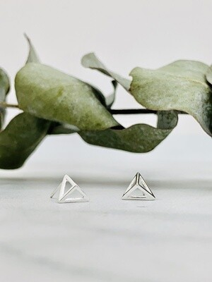 Pyramid Outline Stud Earrings, Sterling Silver
