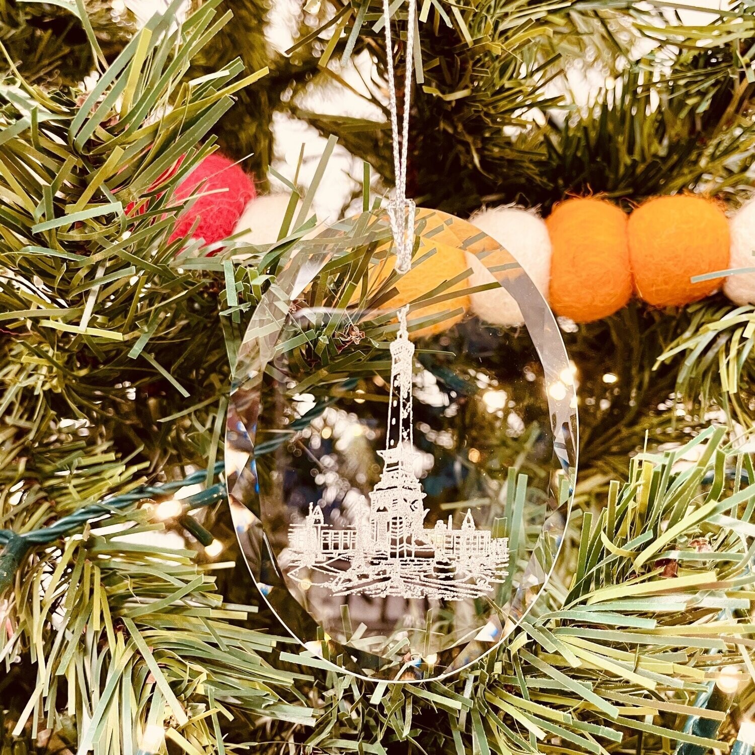 Monument Etched Glass Ornament