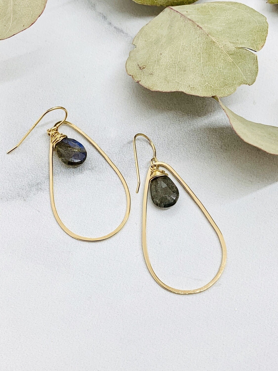 Handmade Faceted 12mm Labradorite pear in 14kt Gold filled Teardrop Earring - DNO