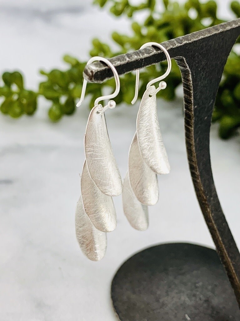 Brushed Silver Teardrop Earrings