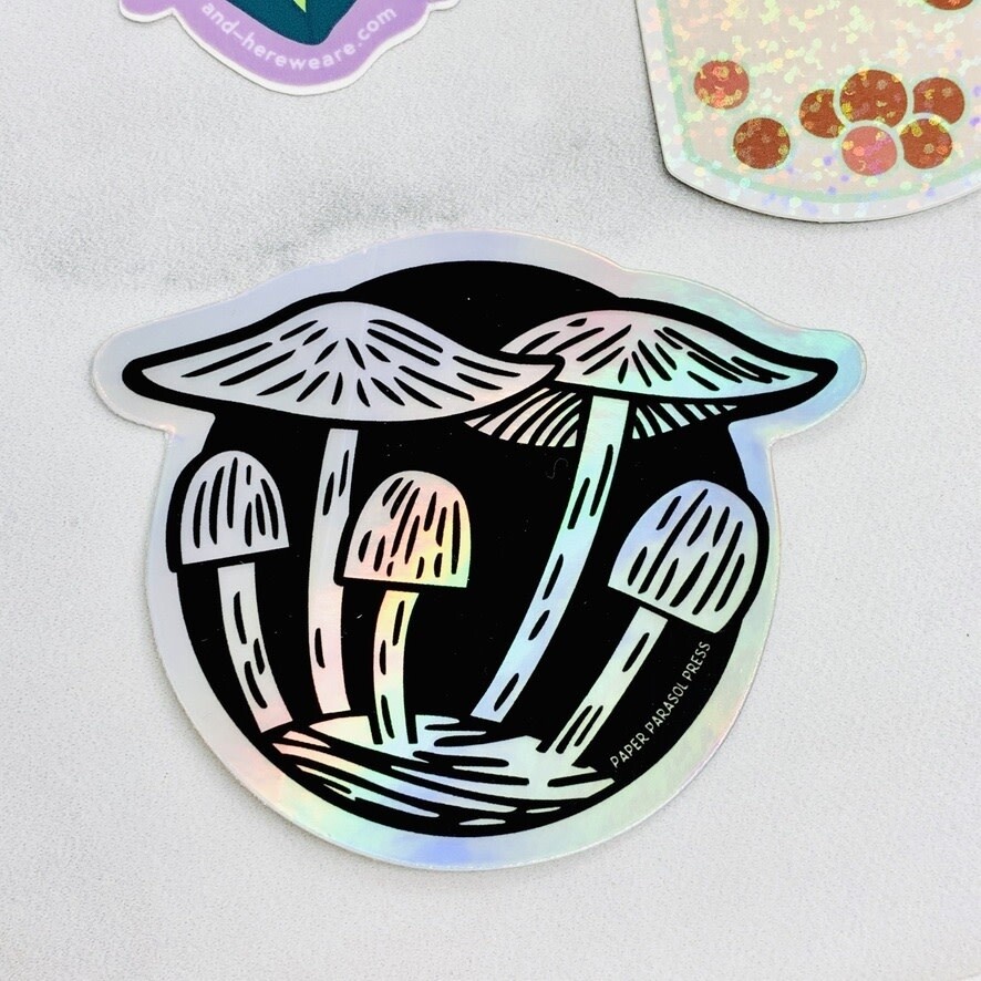 Mushroom  Cluster Holographic Sticker DNO