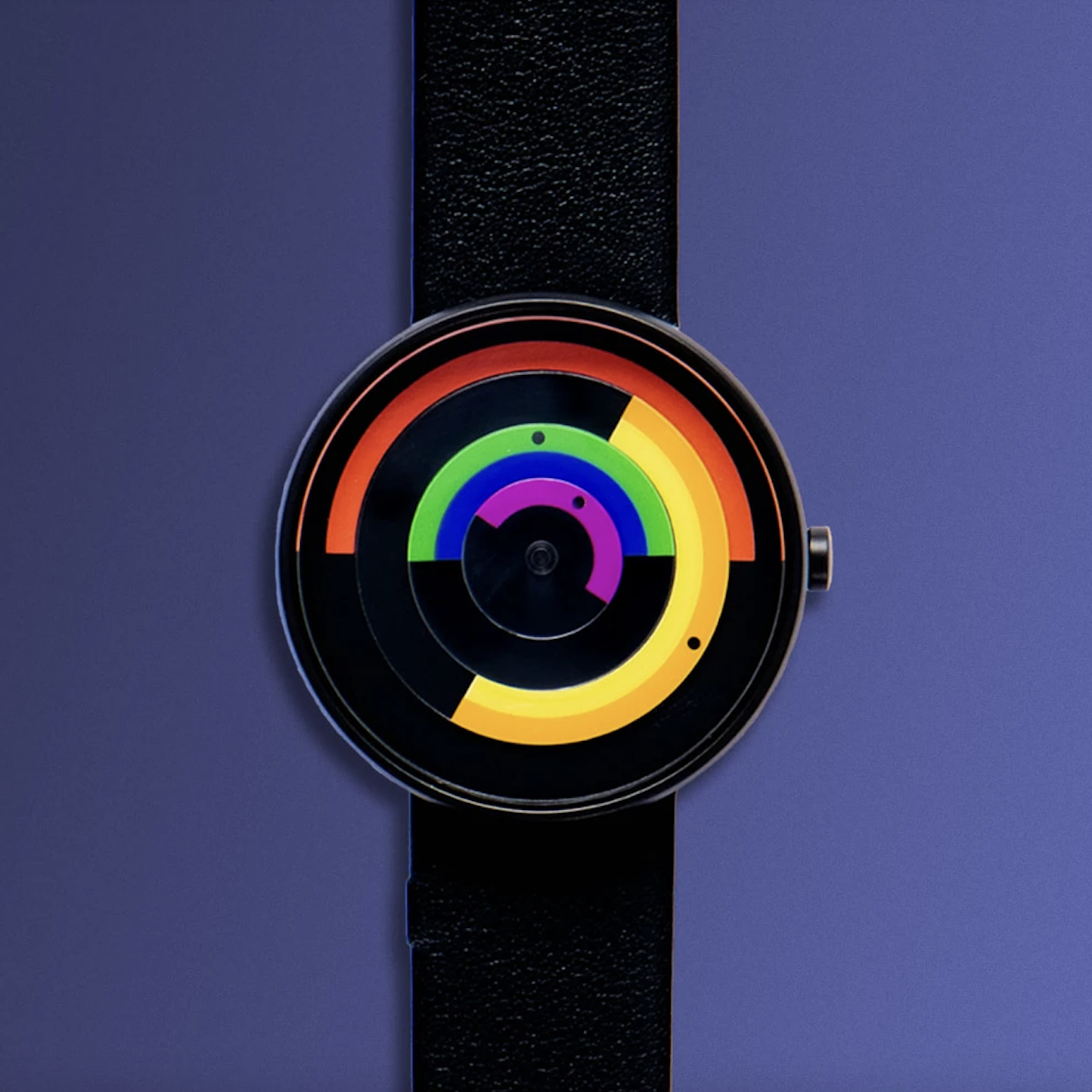 Pride  Watch, 40mm Black Face with Black Leather Band