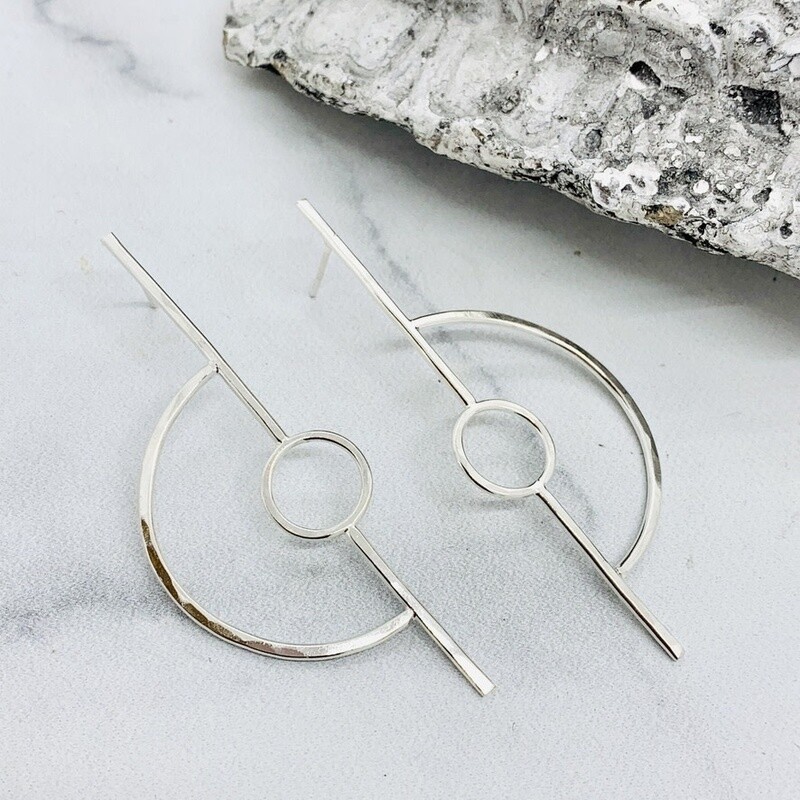 Europa Orbit Earrings, Silver