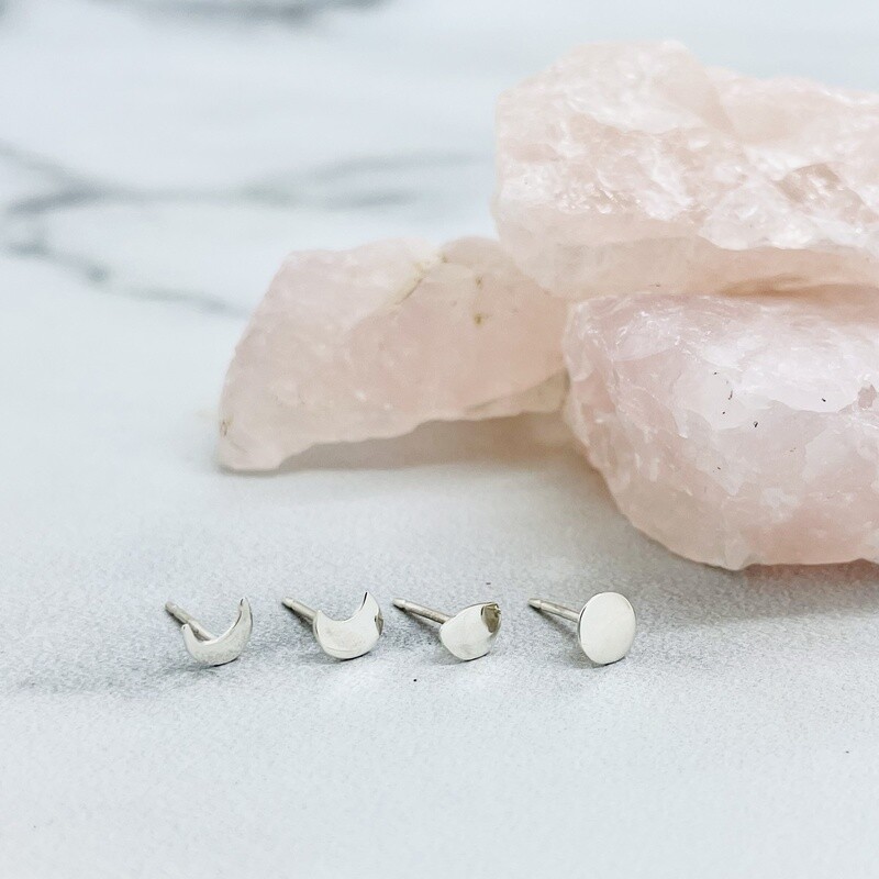 SS Moon Phase Post Earring Set