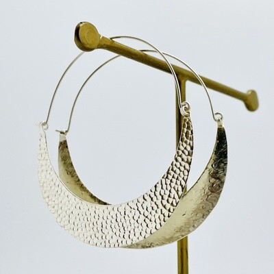 Hammered Crescent Earrings, SS