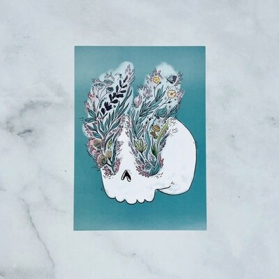 Wildflower Skull Print 8" x 10"