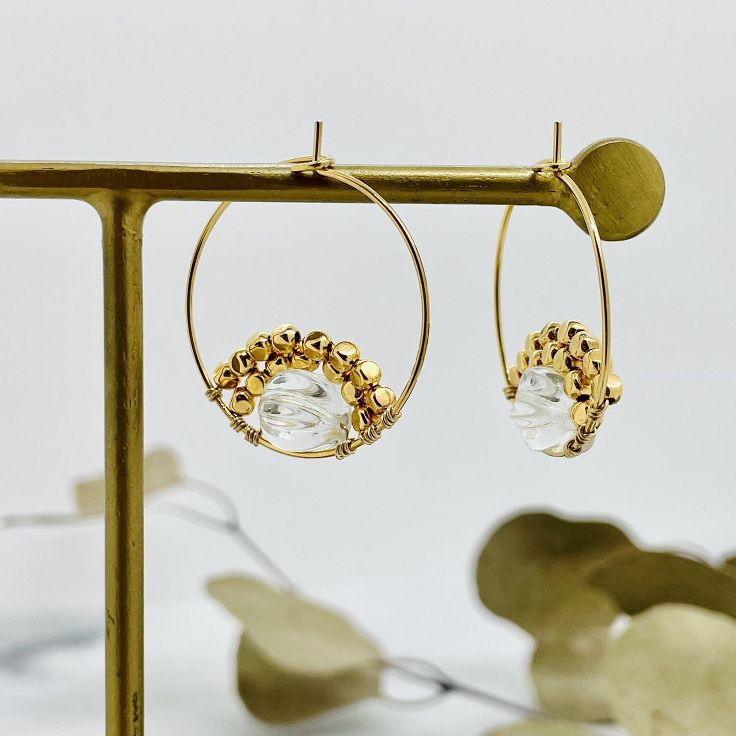Handmade Golden Glass Arch 14k GF Earrings