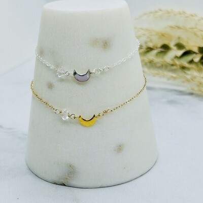 Handmade Goldfill Crescent Moon Bracelet, 7.5"