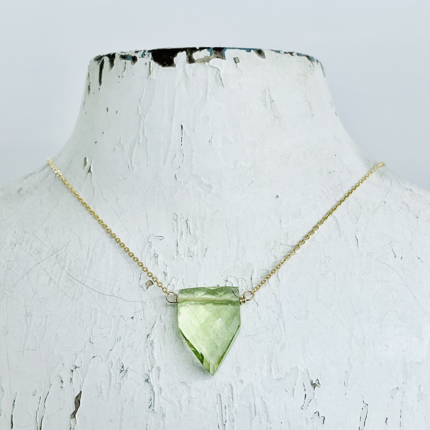 Green Amethyst Solitaire GF Necklace, 18&quot;