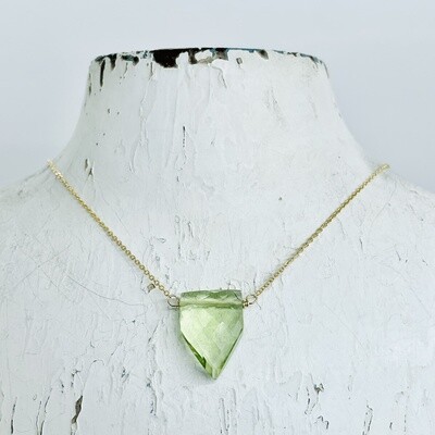 Green Amethyst Solitaire GF Necklace, 18&quot;
