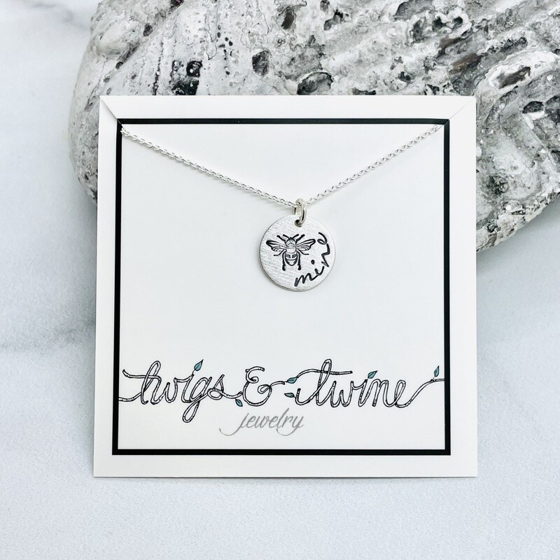 Handmade Silver Bee Mine Charm Necklace