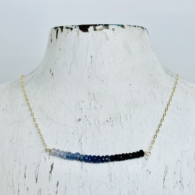Handmade Ombre Sapphire Bar 14k GF Necklace