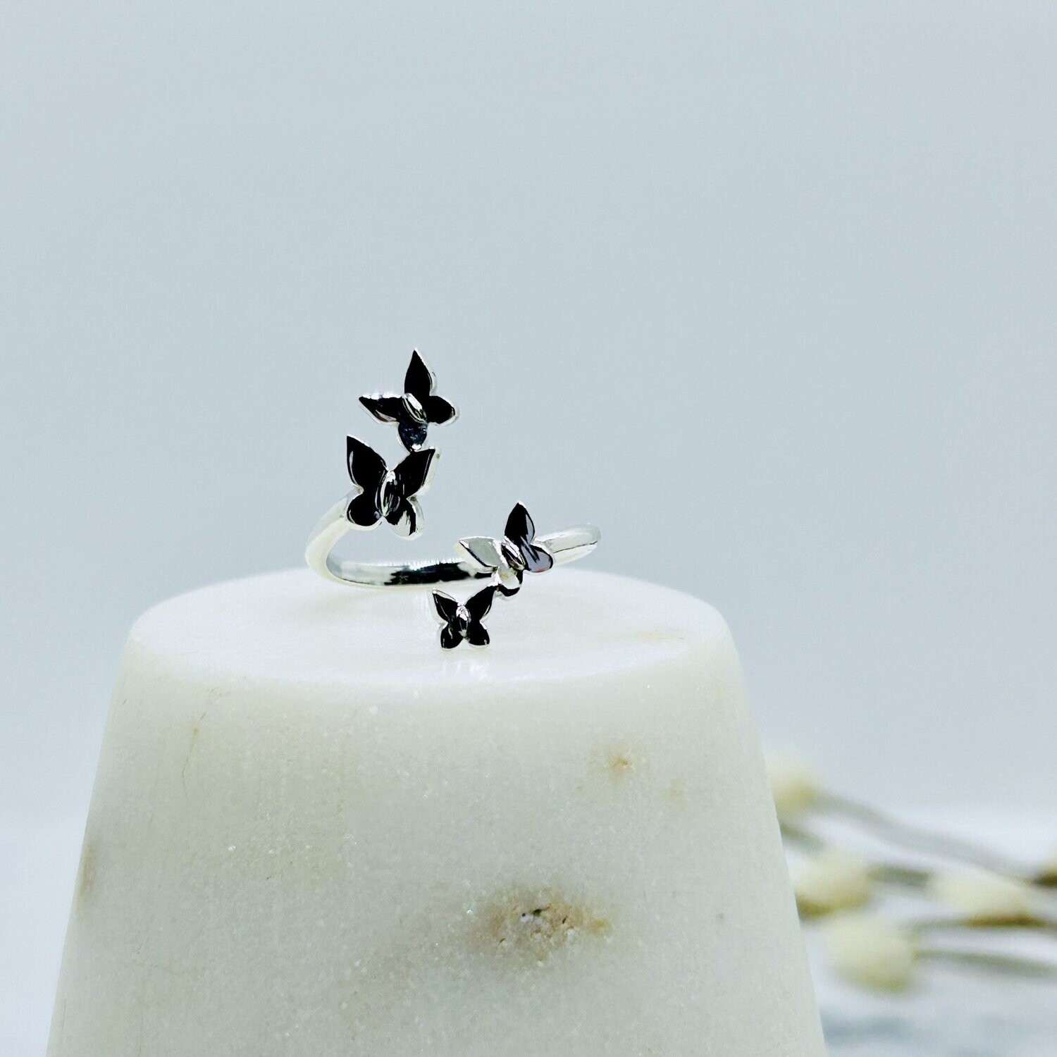 Silver Adj. Butterfly Cluster Ring