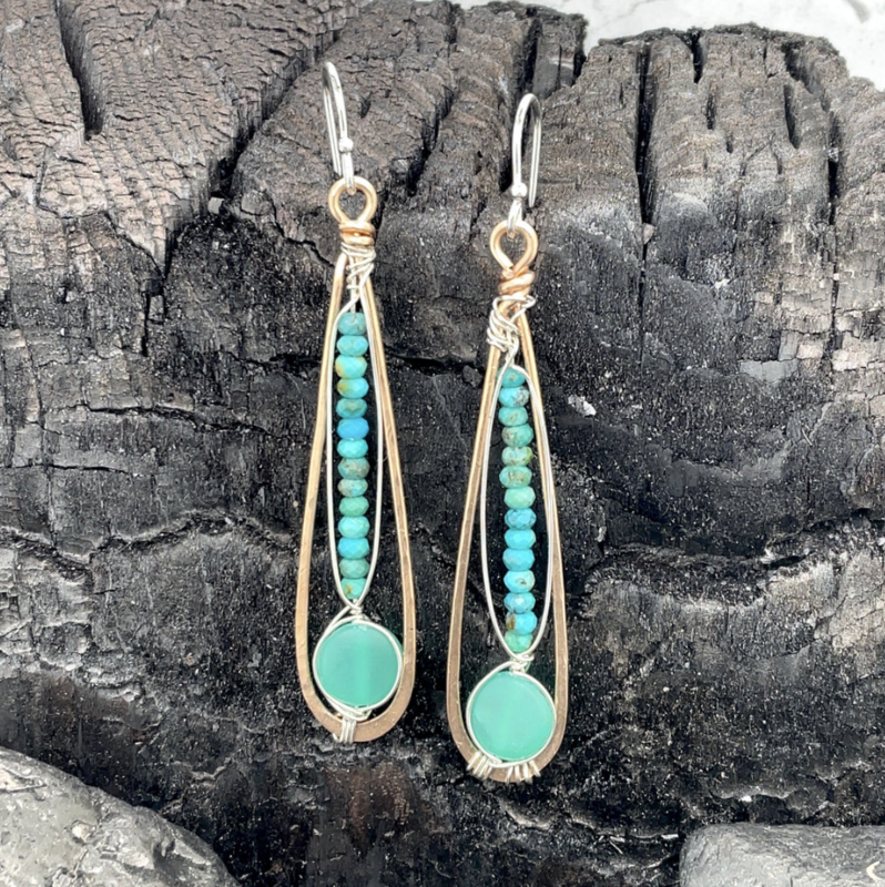 Handmade Raindrop Hemimorphite Earrings by Art By Any Means