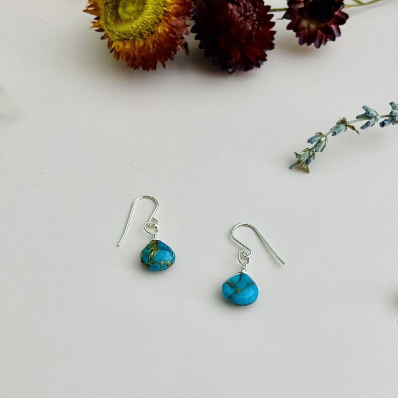 Sterling Silver Earrings with Copper infused turquoise