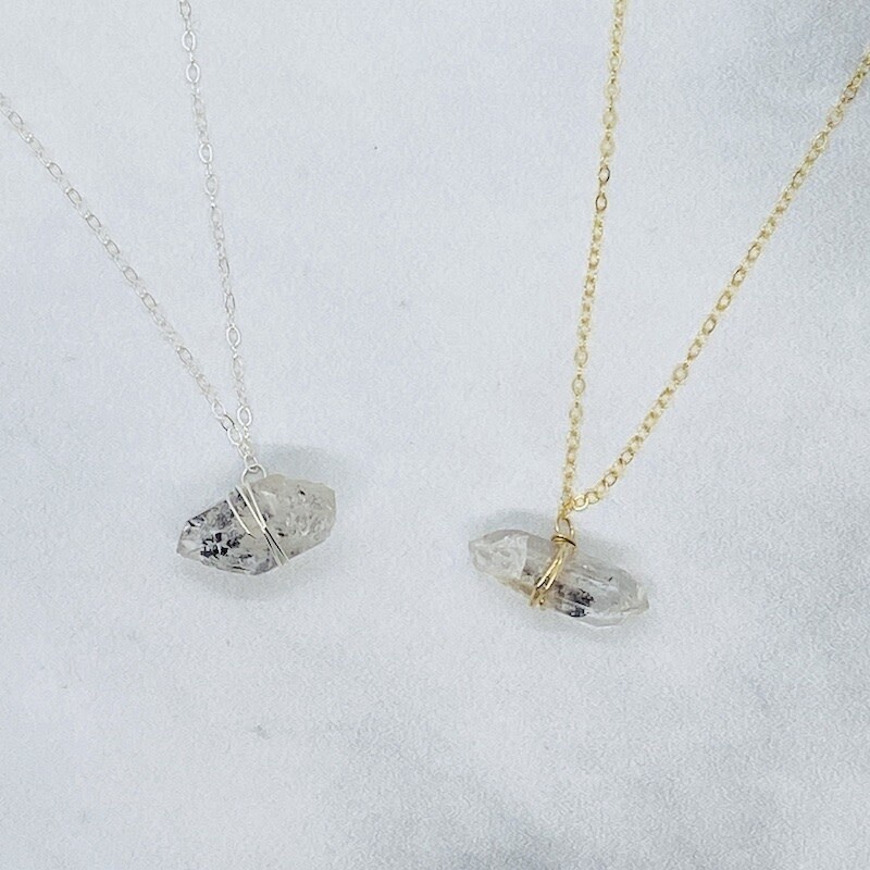 Herkimer Diamond Nugget Necklace, 14k GF