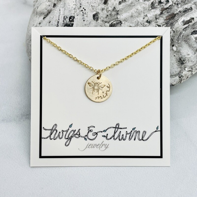 Handmade 14k Goldfill Bee Mine Charm Necklace