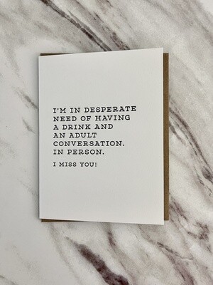 Drink With an Adult Letterpress Card