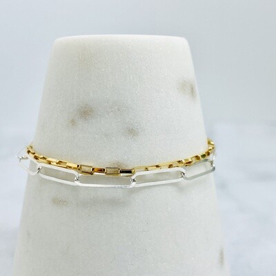 Two tone sterling silver and gold fill bracelet