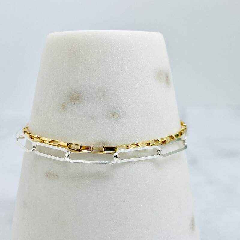 Two tone sterling silver and gold fill bracelet