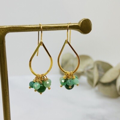 Handmade Jade and Emerald Teardrop 14k GF Earrings