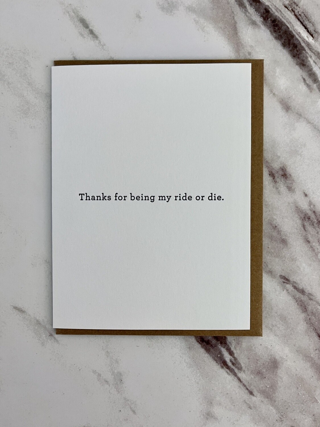 Ride or Die Thank You Letterpress Card