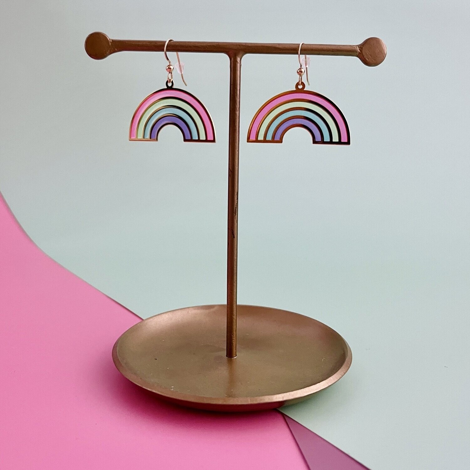 Tiny Deer Rainbow GF Hook Earrings