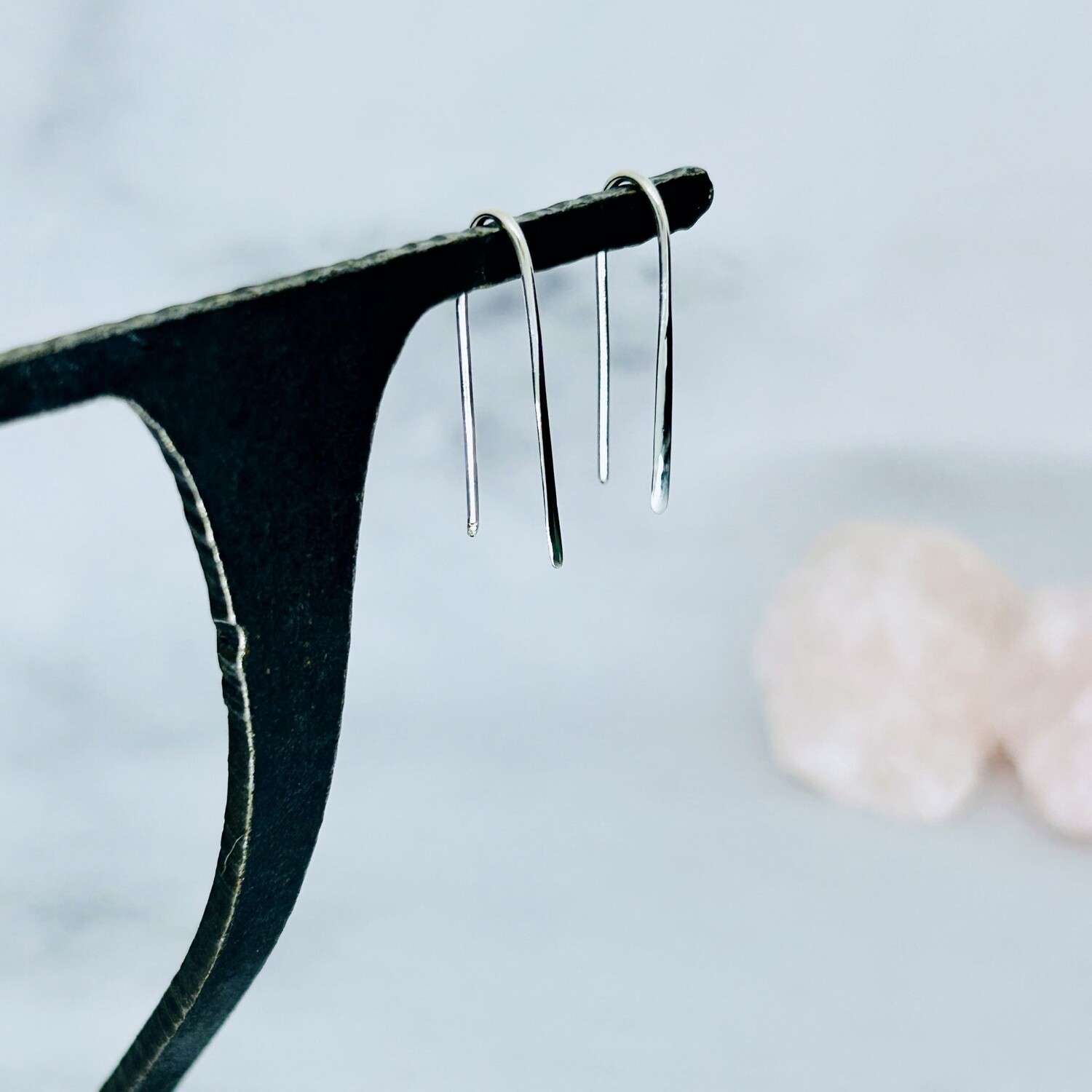 Simple Silver Arc Earrings, 23 x 7mm
