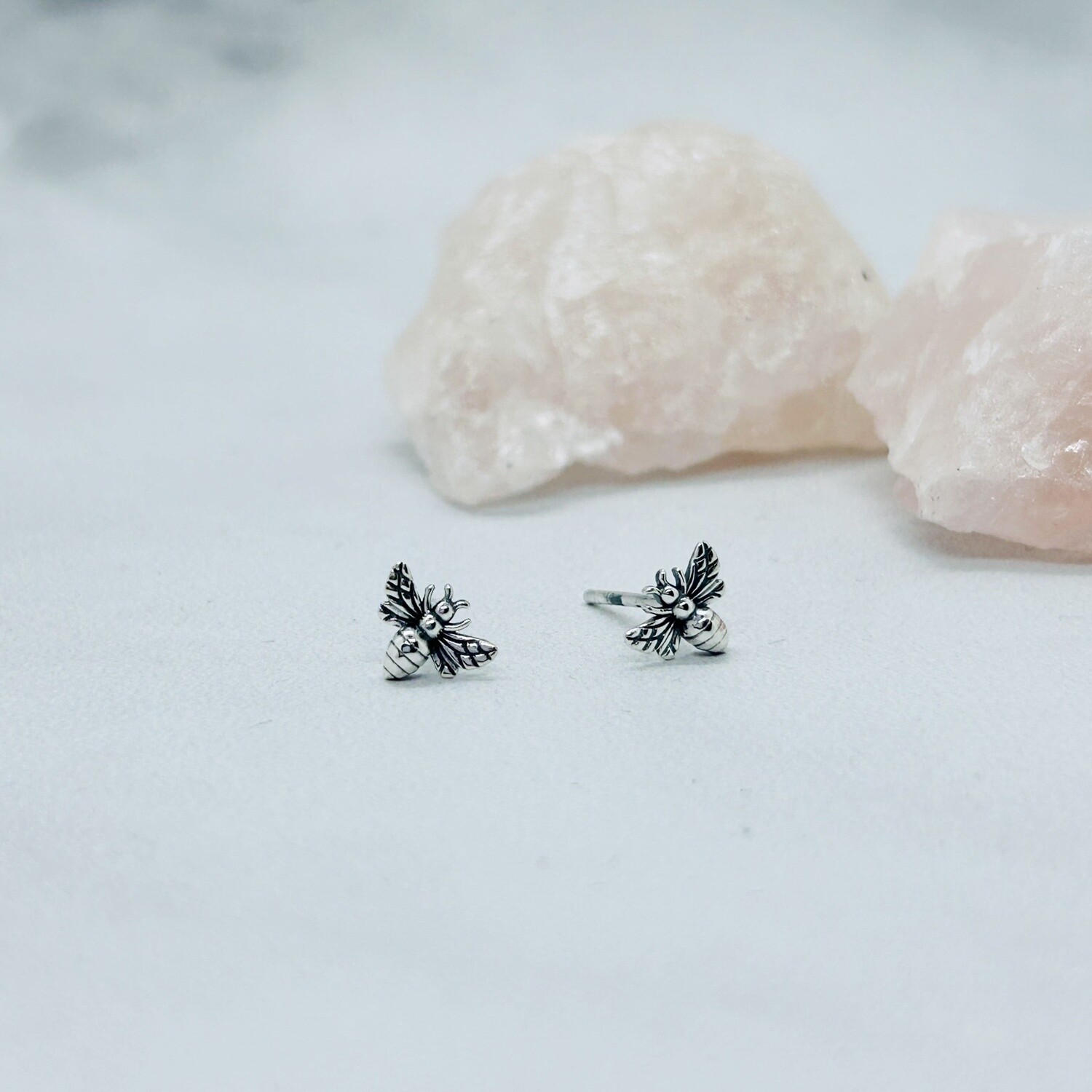 Tiny Silver Bee Post Earrings