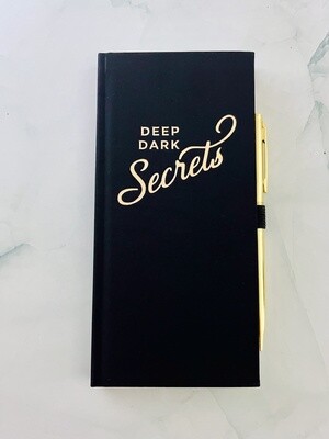 Deep Dark Secrets Black Clothbound Journal with Pen, 3.5 x 7"