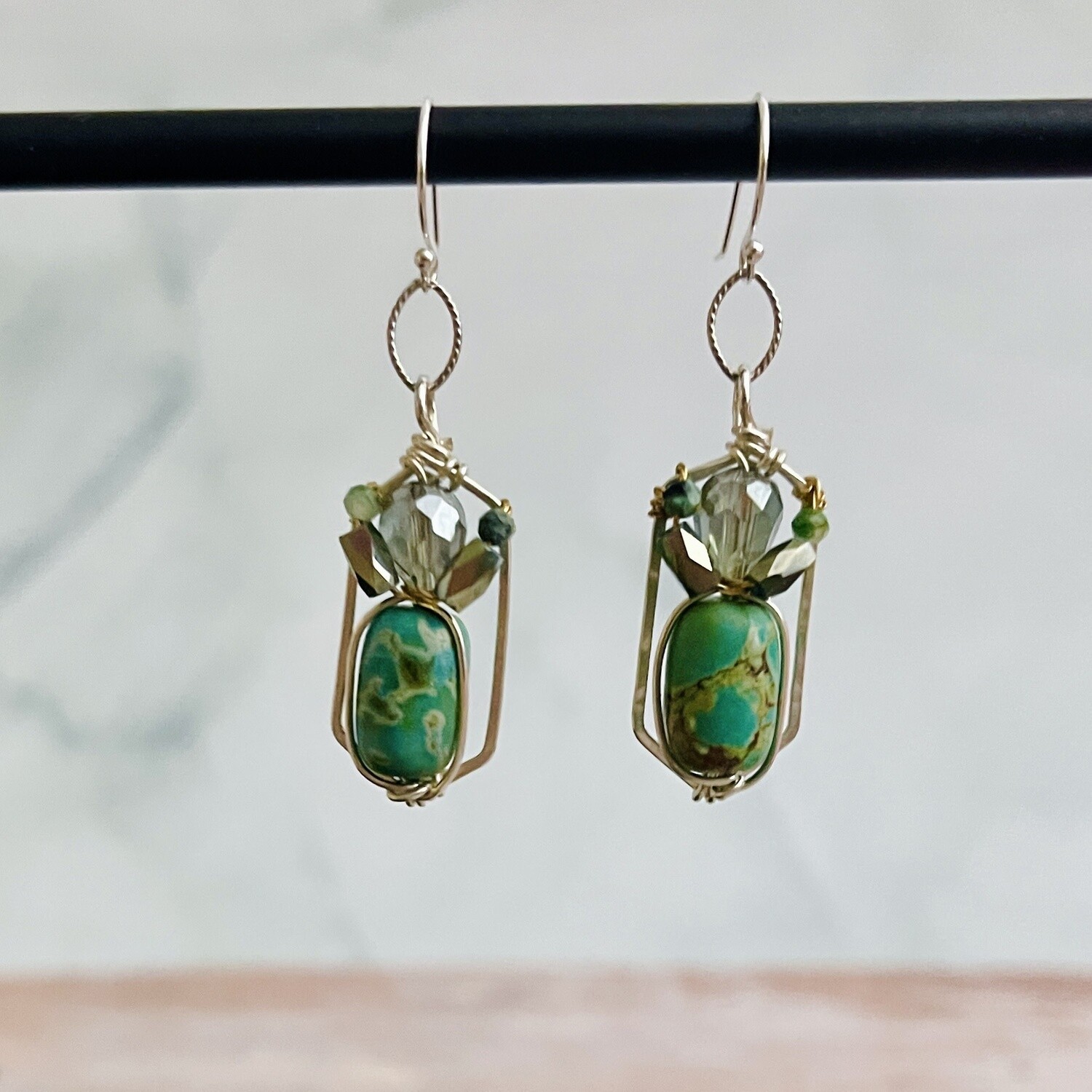 Handmade Turquoise Crown Earrings