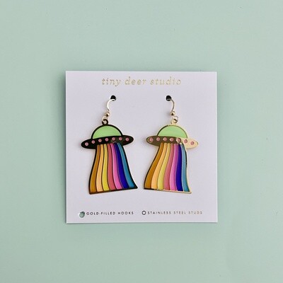 Tiny Deer UFO GF Hook Earrings