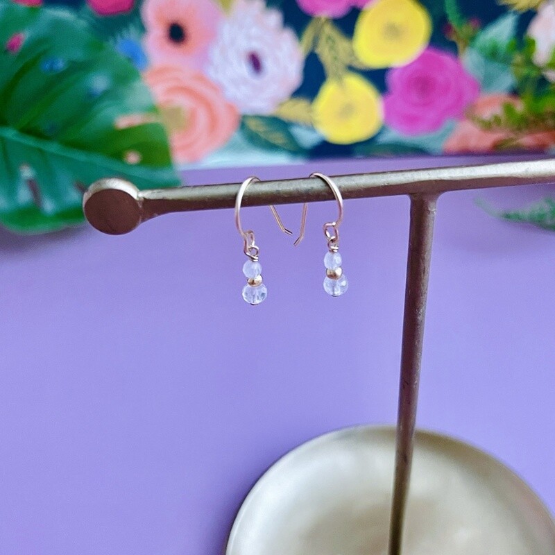 Handmade Rose quartz and 14kt gold filled earring