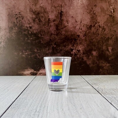 Indiana Rainbow Heart Shot Glass