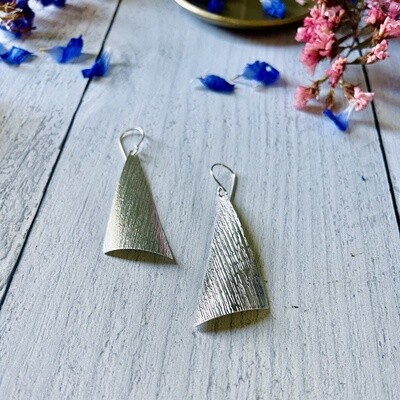 Silver Textured Triangle Earrings