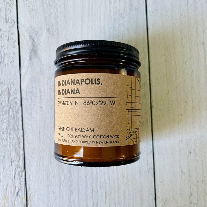 Indianapolis Map Candle Fresh Cut Balsam