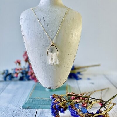 Triple Crystal Arch Goldfill Necklace