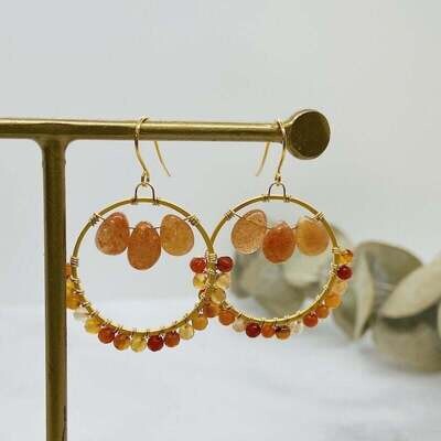 Orange Sunstone Gemstone earrings