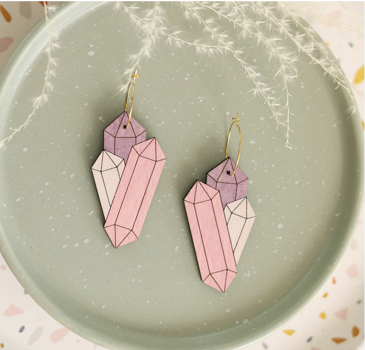 Ameythst Cyrstal Cluster Hoop Earrings by Le Chic Miami