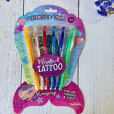 Mermaid Tattoo Gel Pens, Set of 6