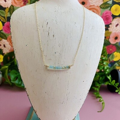 Aqua chalcedony, 14kt gold filled sterling bar necklace